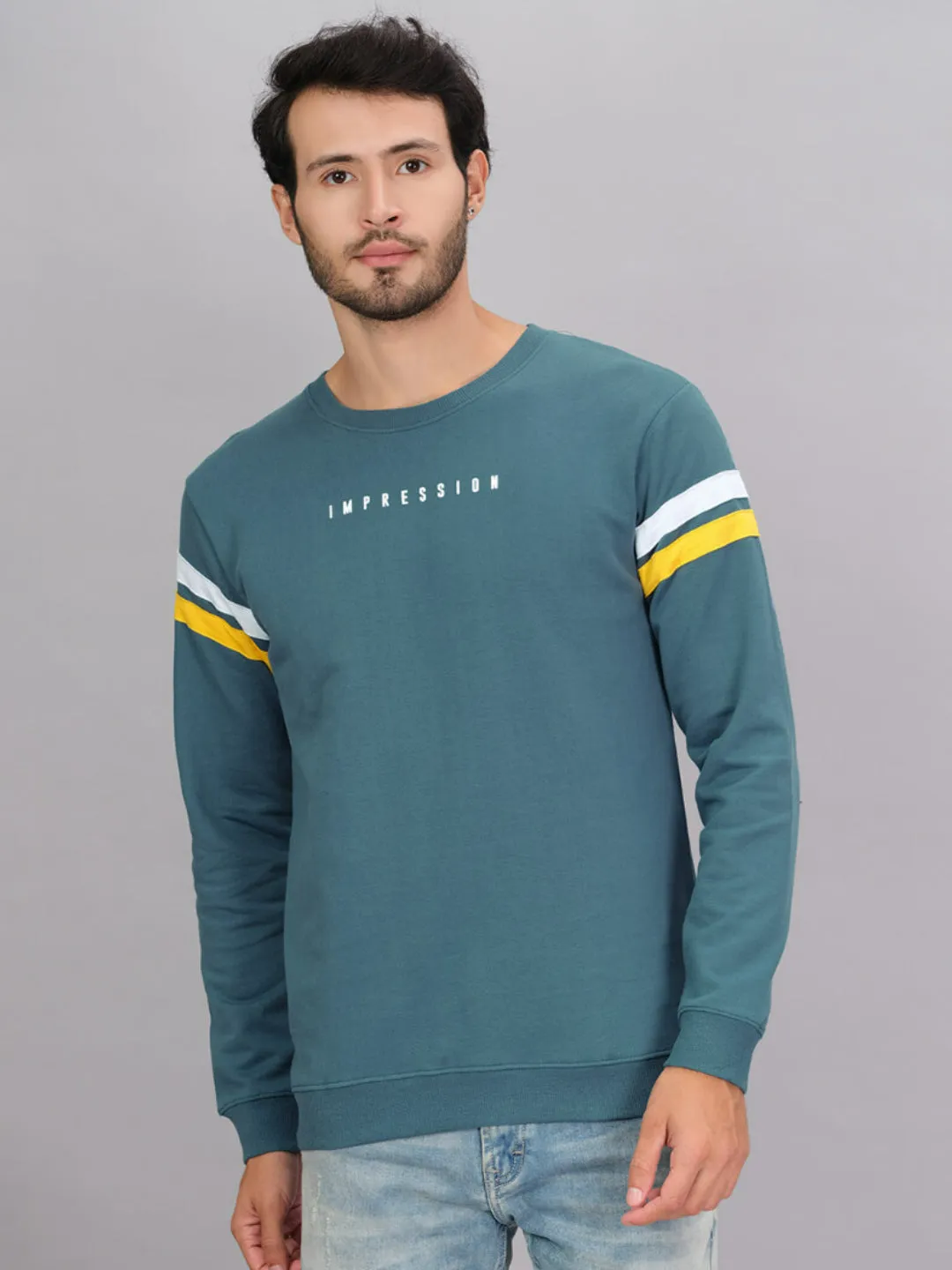 100% Cotton Color Blocked Full Sleeve Sweatshirt