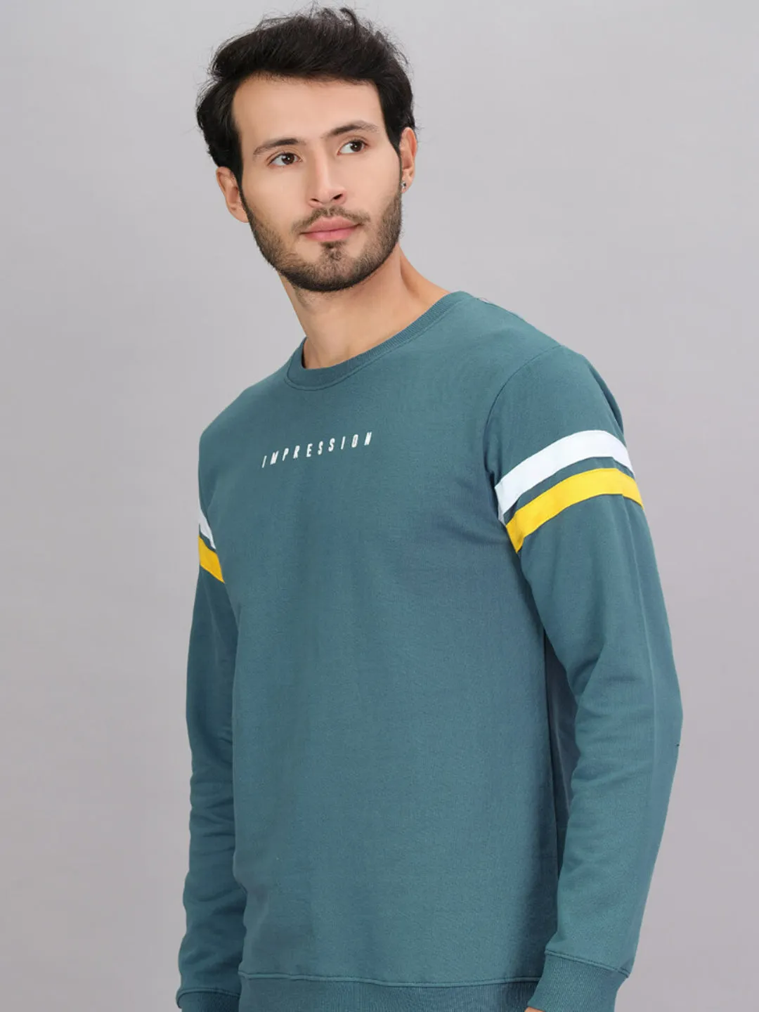 100% Cotton Color Blocked Full Sleeve Sweatshirt