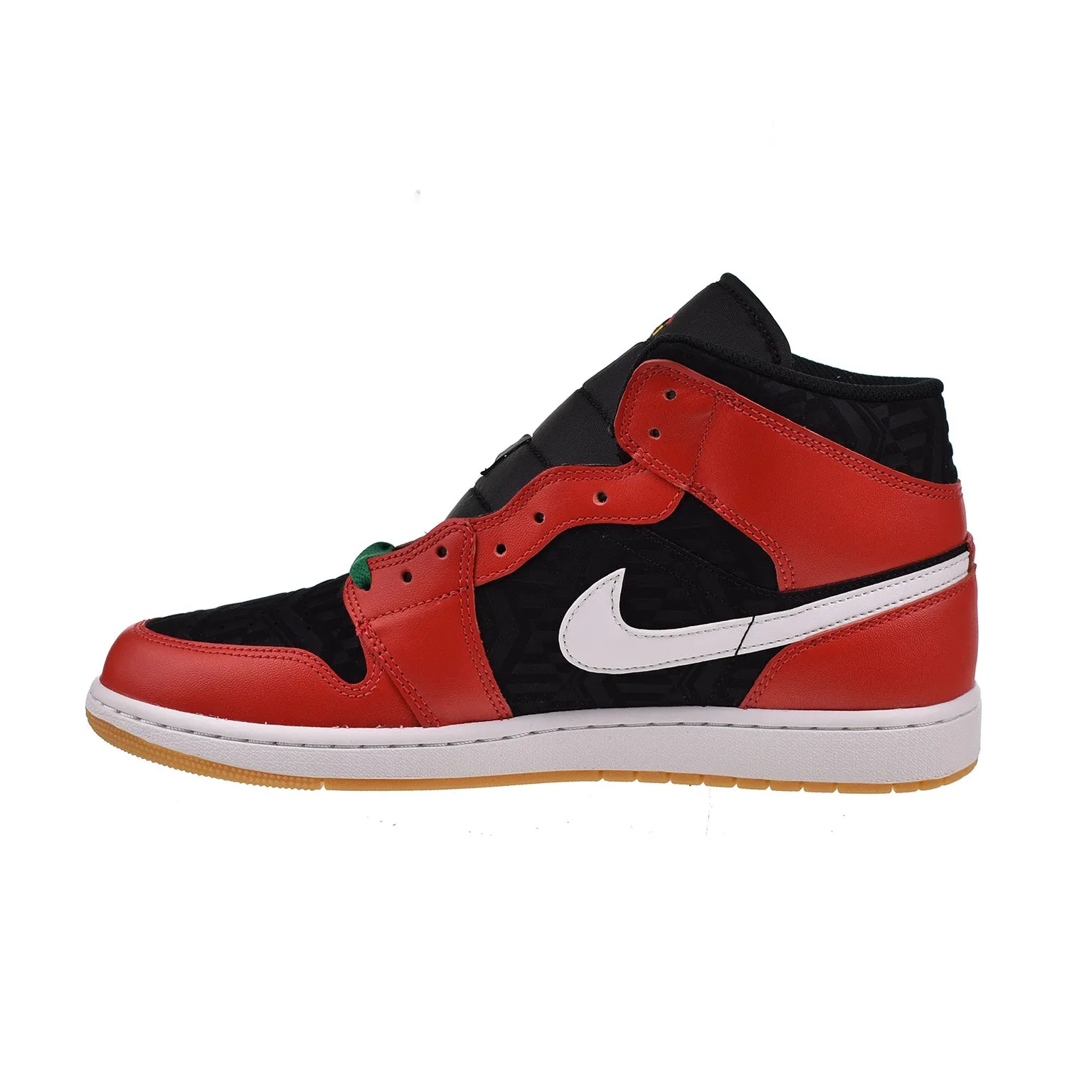 Air Jordan 1 Mid SE Men's Shoes Black-White-Malachite-Fire Red