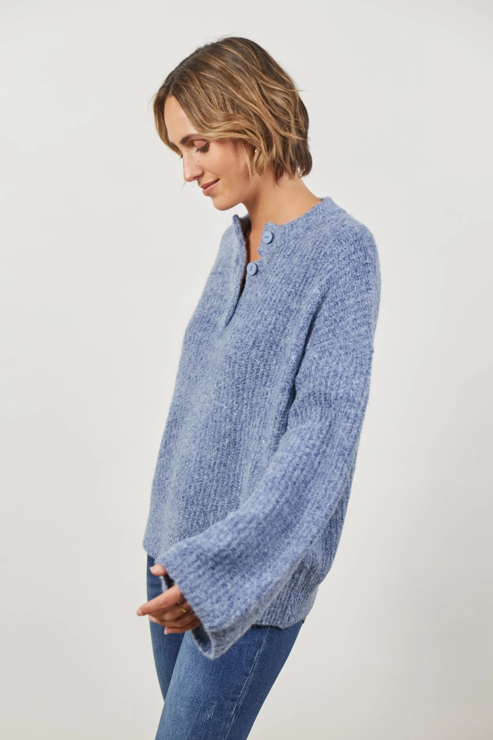 Avenue Button Jumper - Nevada Blue