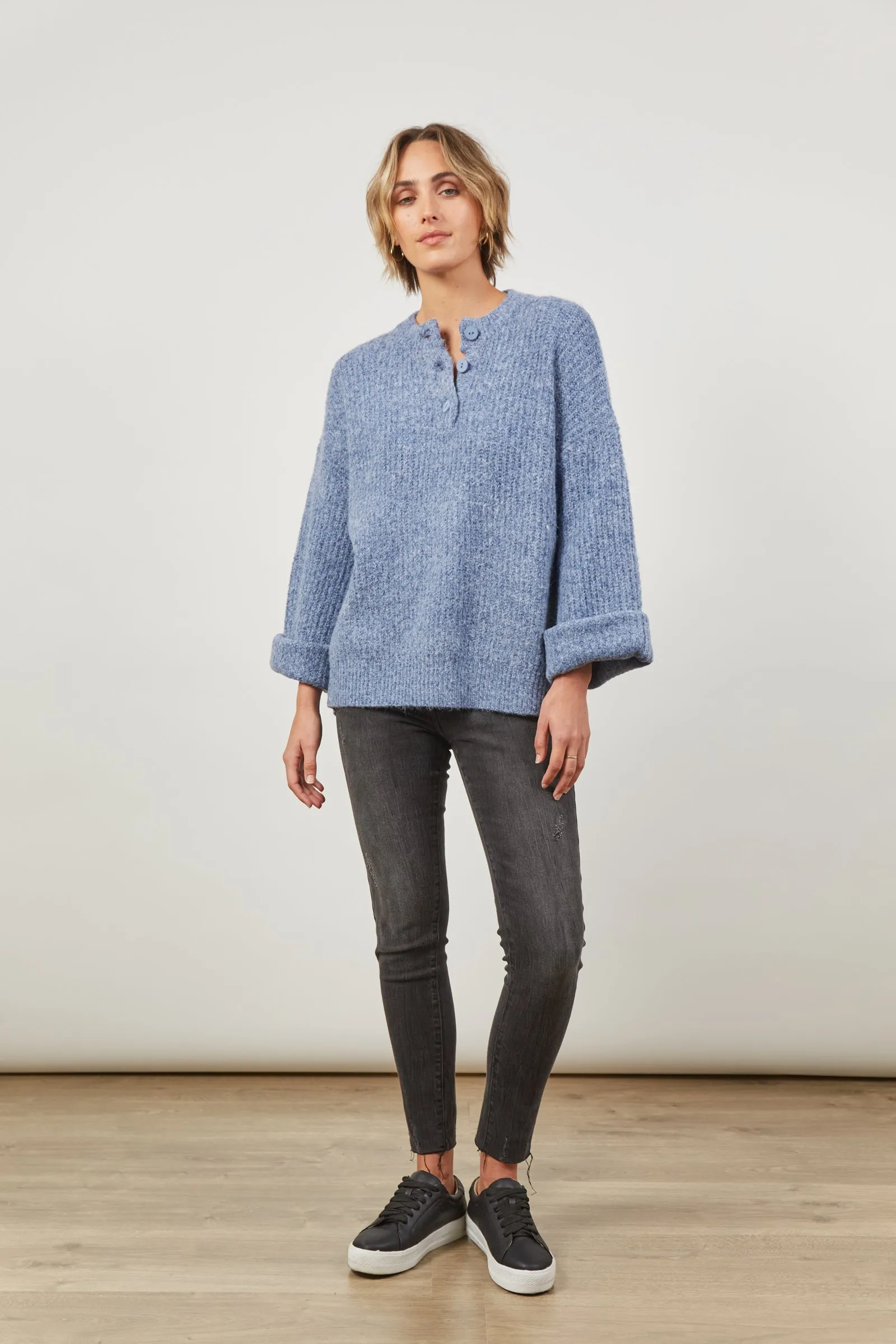 Avenue Button Jumper - Nevada Blue