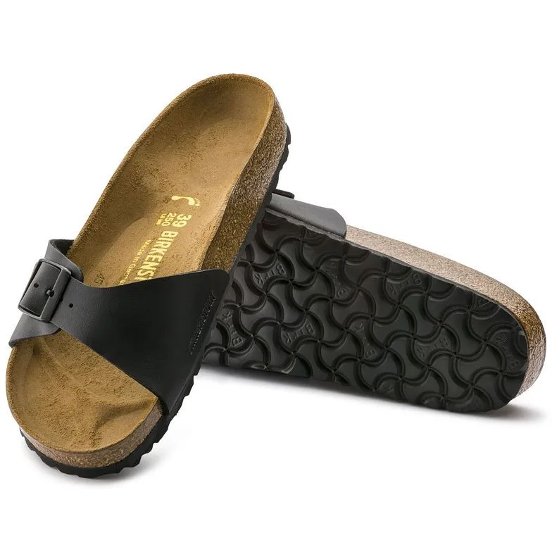 Birkenstock Madrid Big Buckle Oiled Leather Black Sandals