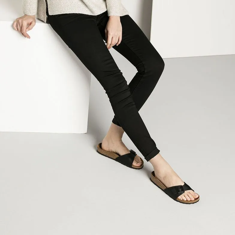 Birkenstock Madrid Big Buckle Oiled Leather Black Sandals