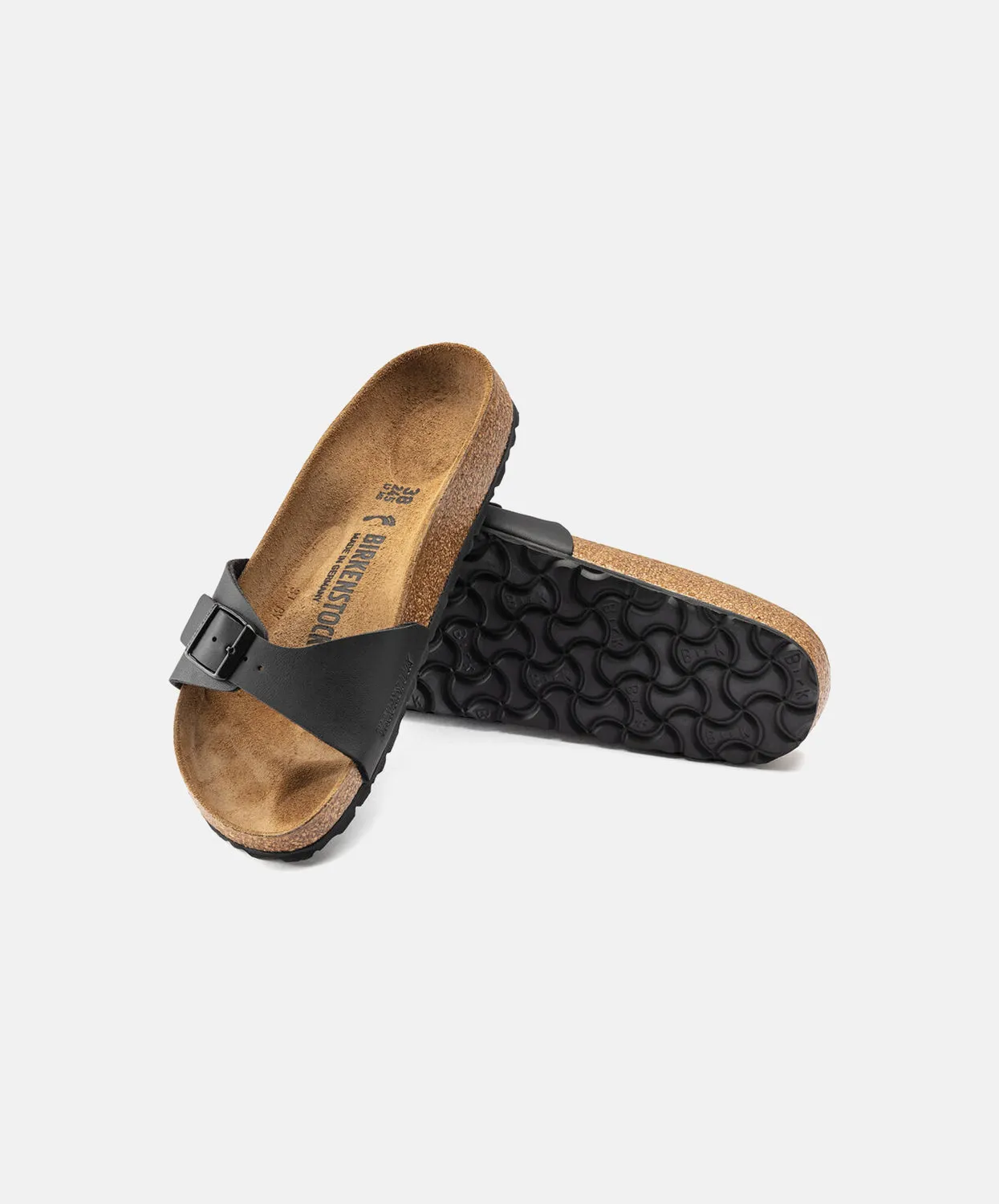 Birkenstock Madrid Big Buckle Oiled Leather Black Sandals