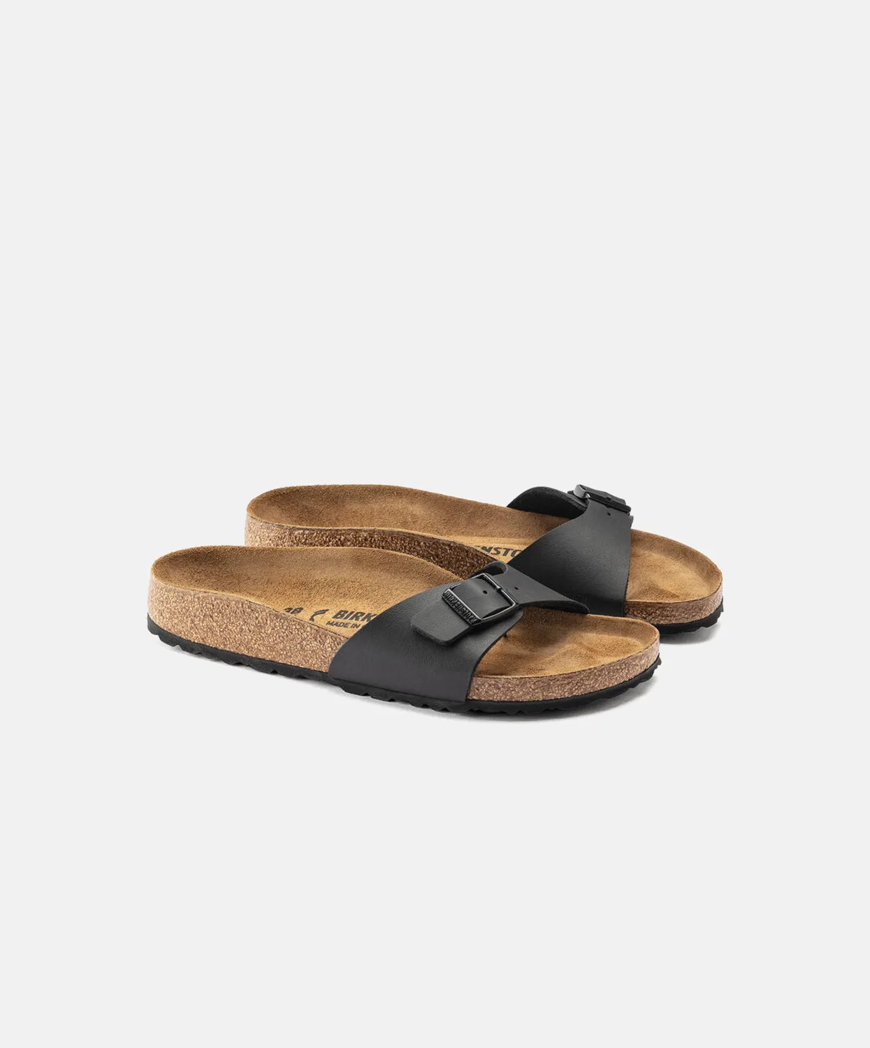 Birkenstock Madrid Big Buckle Oiled Leather Black Sandals