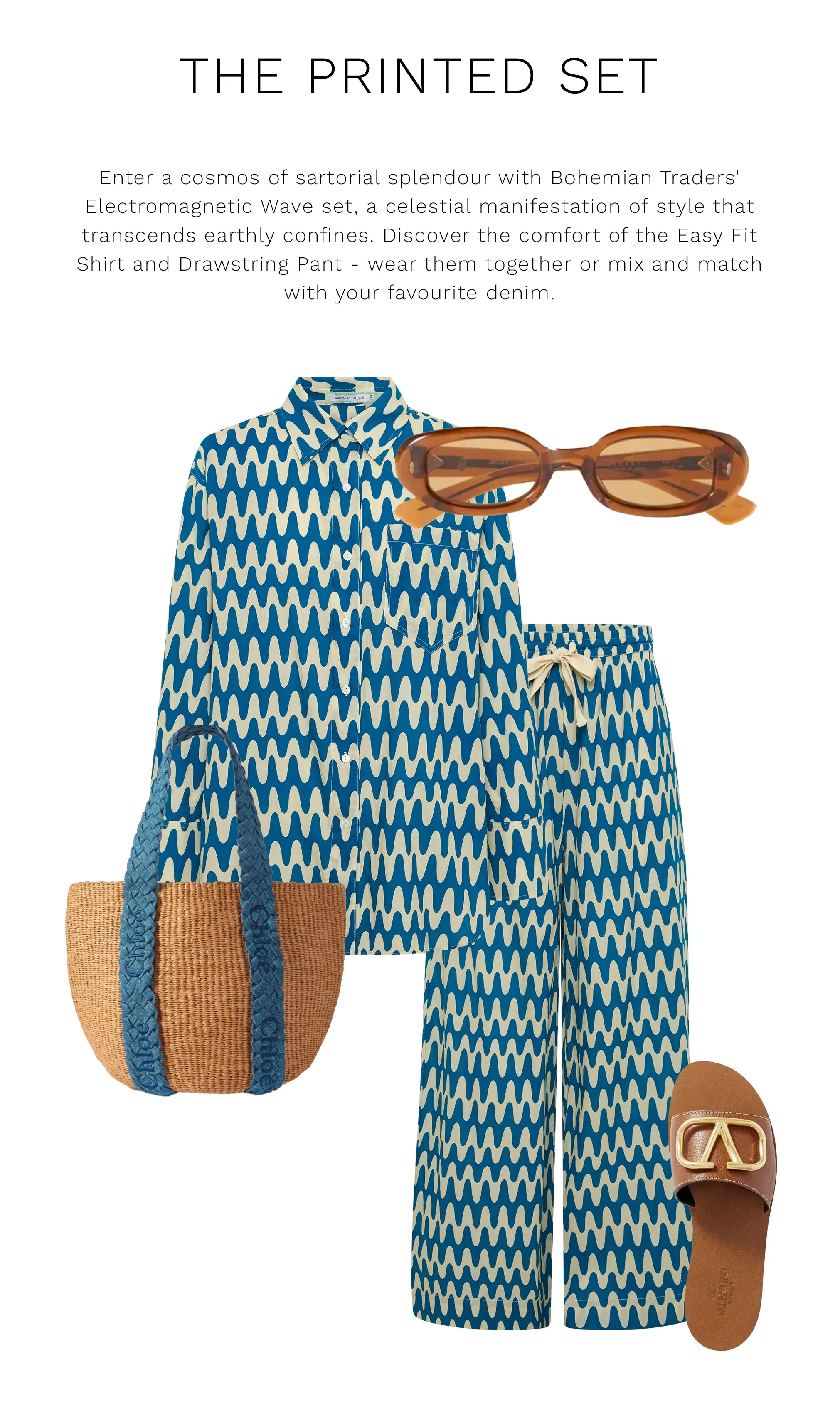 Bohemian Traders | Blue Wave Drawstring Elastic Pant