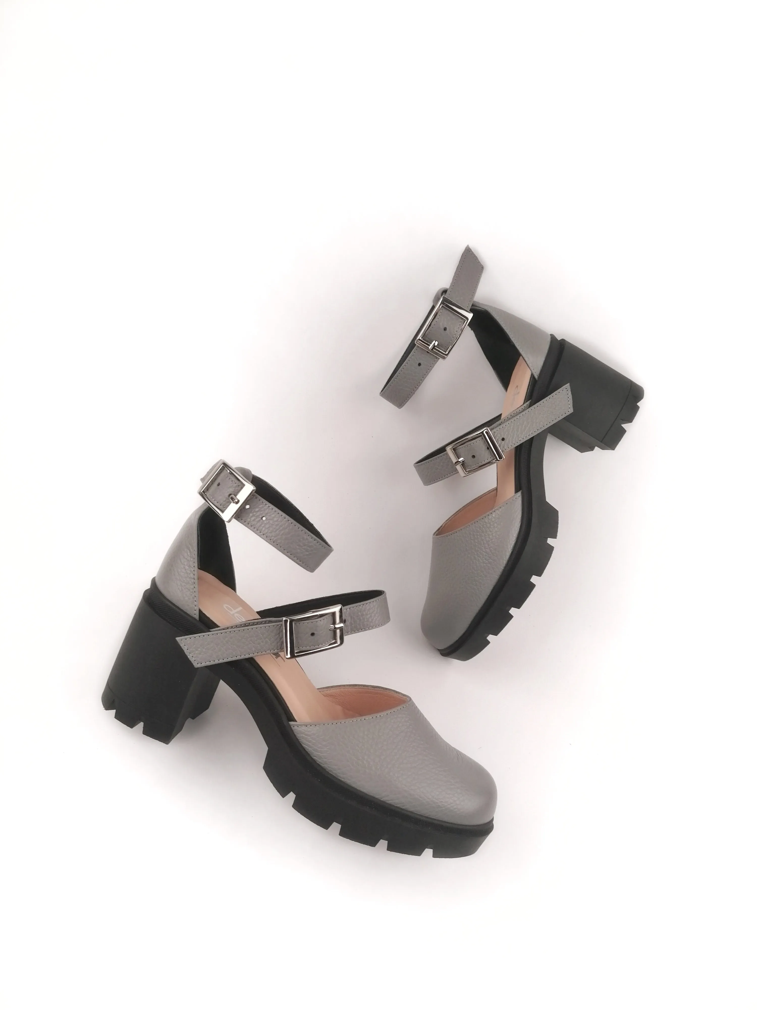 CLEMENCE GREY RUBBER HEELS (7,5cm)