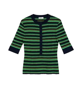 Fisher Top in Navy & Green Multi