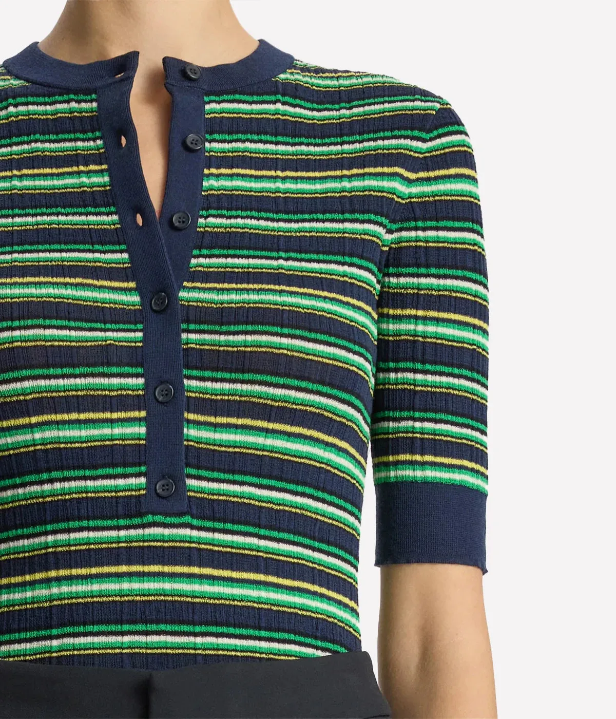 Fisher Top in Navy & Green Multi