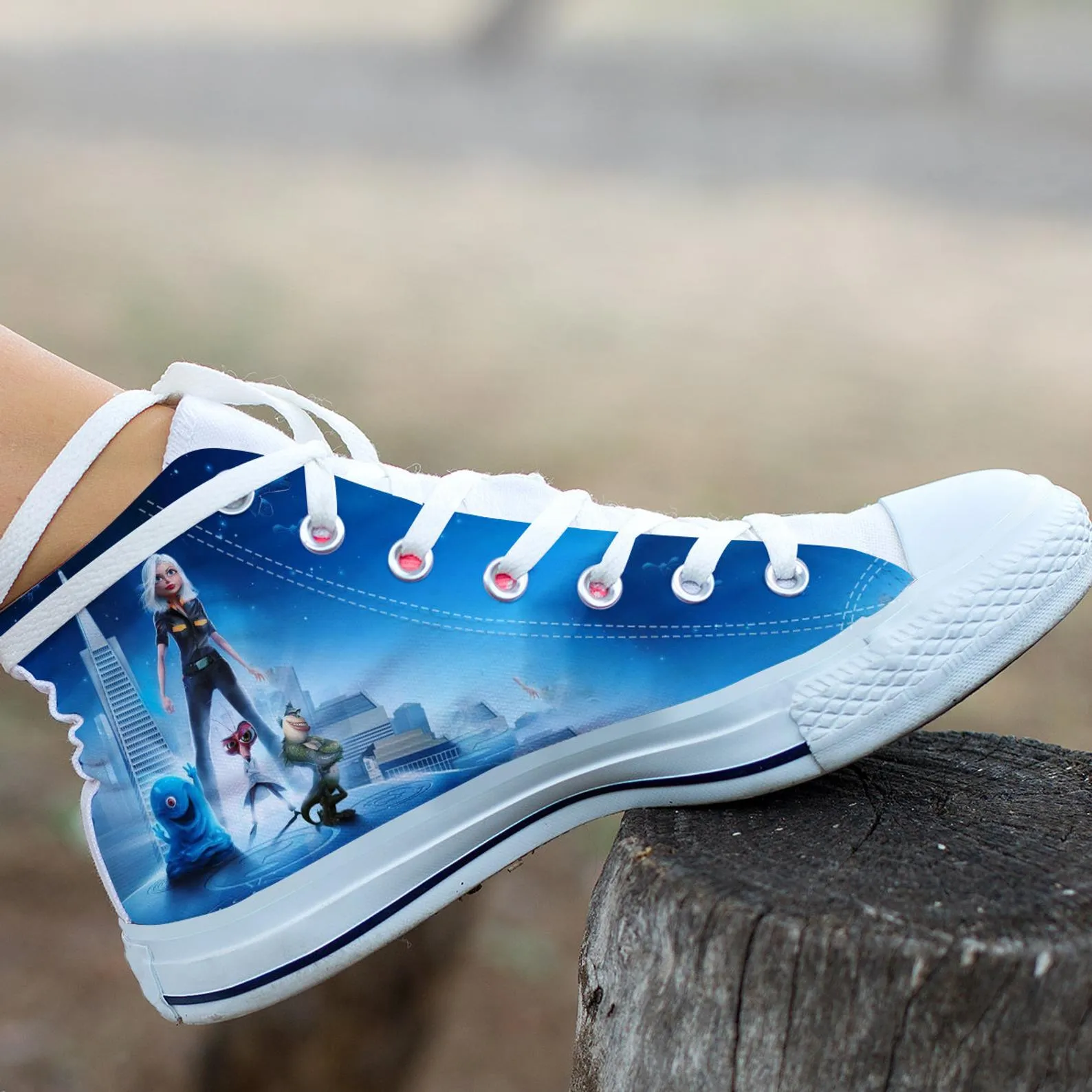 Monster Aliens Custom Shoes, Custom Movie Shoes, Movie Hightops, Disney Cartoon, Disney Movie Shoes, Monster Aliens Shoes