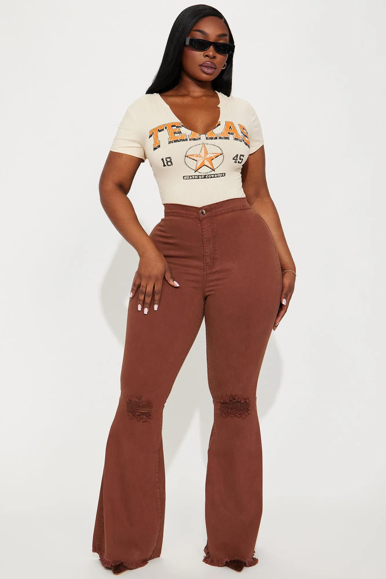 Mystery Solved Extreme Bell Bottom Jeans - Brown