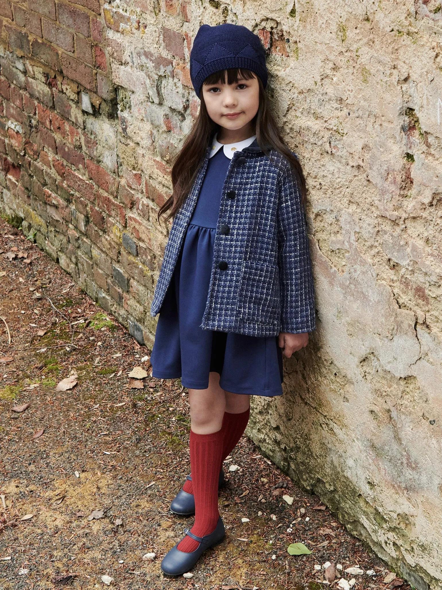 Navy Check Gabriella Girl Jacket