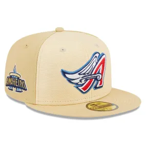 New Era Cap 59Fifty Anaheim Angels Raffia Front Anaheim Side Patch - Vegas Gold