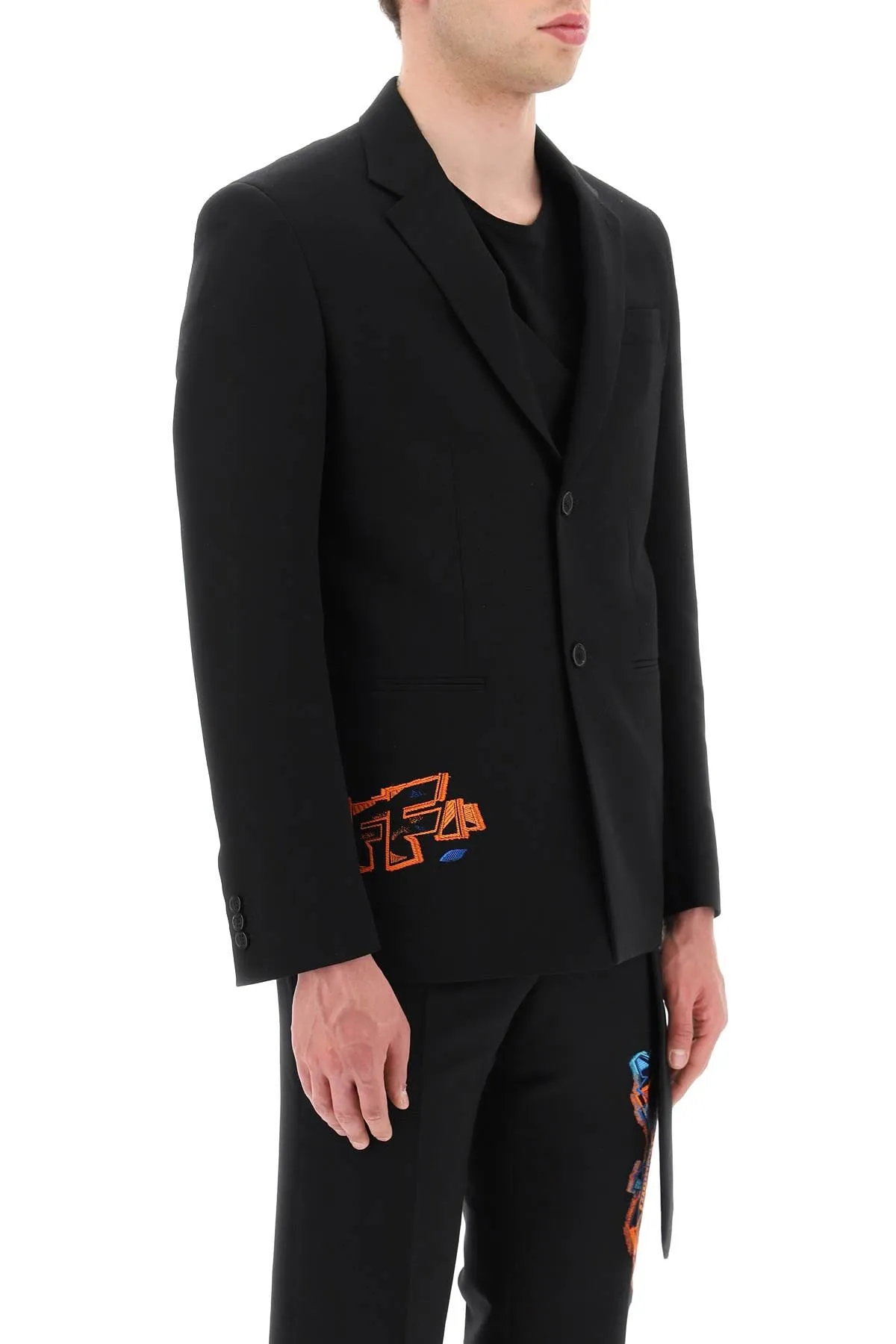 Off-white graffiti logo blazer with faux tie