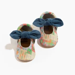 Patchwork Knotted Bow Baby Shoe