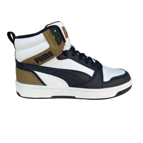 Puma Rebound v6 Mid boy's high sneaker shoe 393831 08 white-black-chocolate