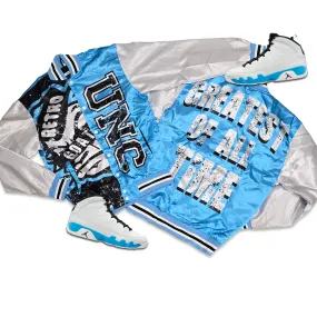 RETRO LABEL GOAT UNC SATIN JACKET (RETRO 9 POWDER BLUE)