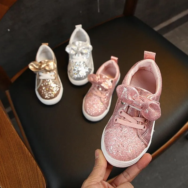 Soft Glitter Toddler Girls Sneakers with Crystal - TH346 Baby Kids Casual Shoes