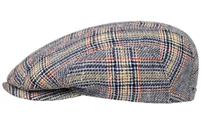 Stetson Kent Linen Navy/Yellow Glen check flat cap