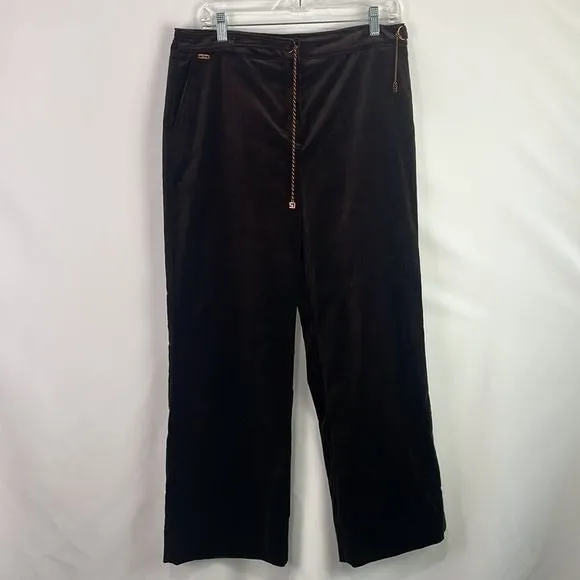 StJohnBrown Velvet Slacks With Copper Chain Belt