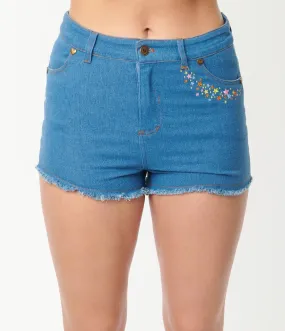 Unique Vintage Care Bears x Unique Vintage Funshine Denim Shorts